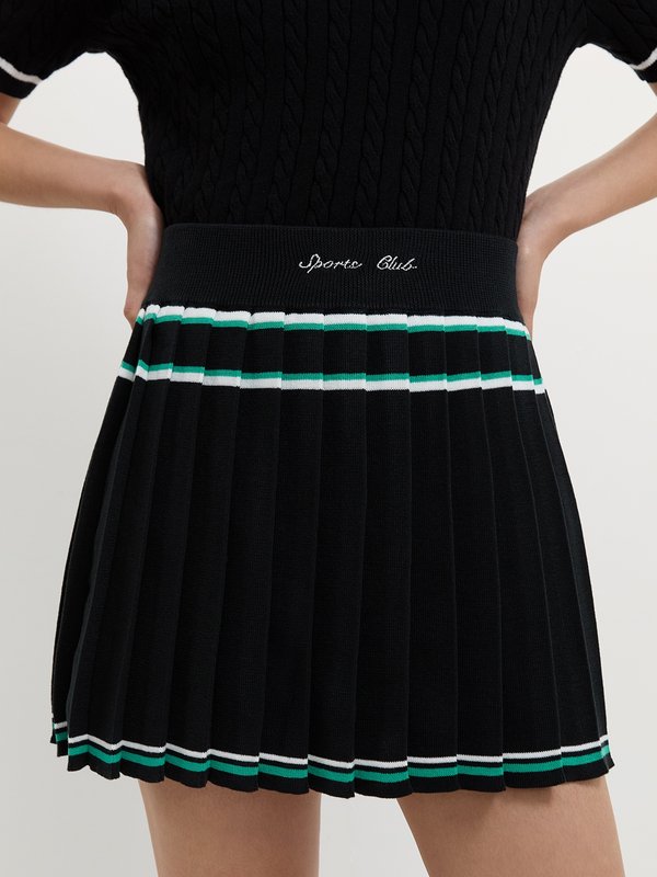 Pomelo Pomelo Pleated Stripe Skirt - Black
