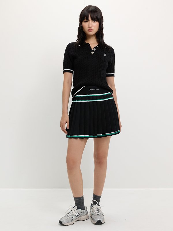 Pomelo Pomelo Pleated Stripe Skirt - Black