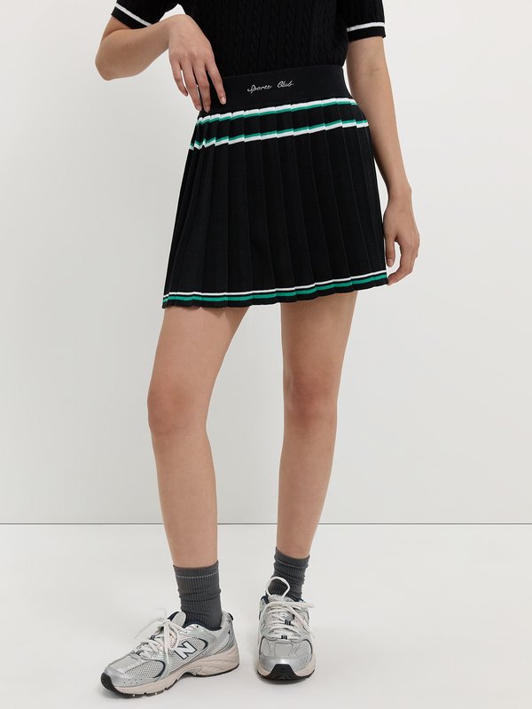 Pomelo Pomelo Pleated Stripe Skirt - Black