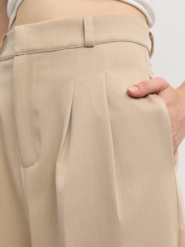 Pomelo Pomelo Pleated Wide-Leg Pants - Beige