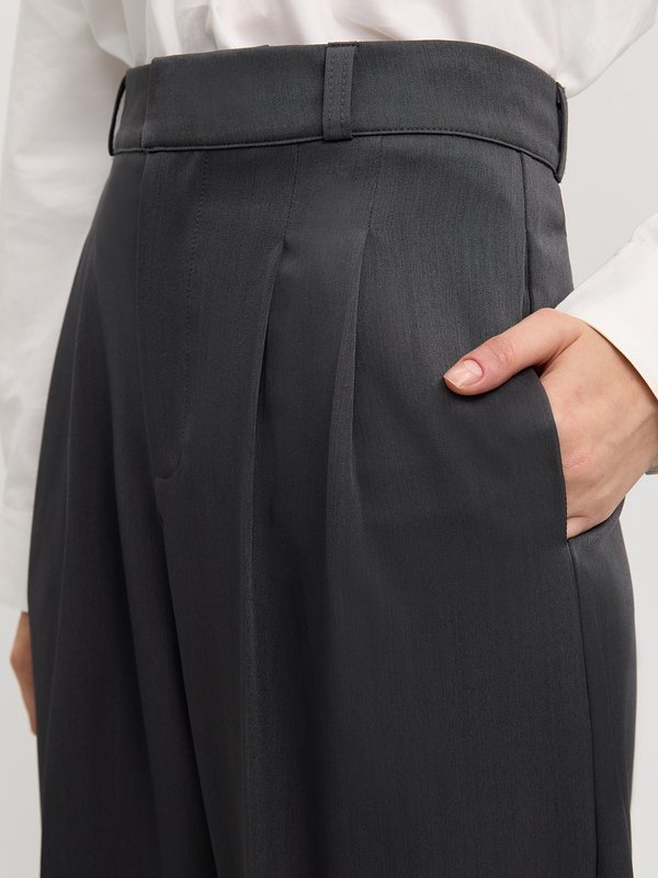 Pomelo Pomelo Pleated Wide-Leg Pants - Mid Grey