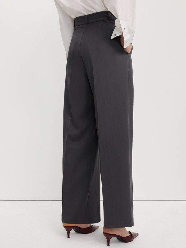 Pomelo Pomelo Pleated Wide-Leg Pants - Mid Grey