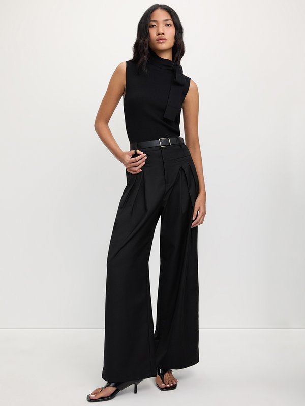 Pomelo Pomelo Pleated Wide-Leg Trousers - Black