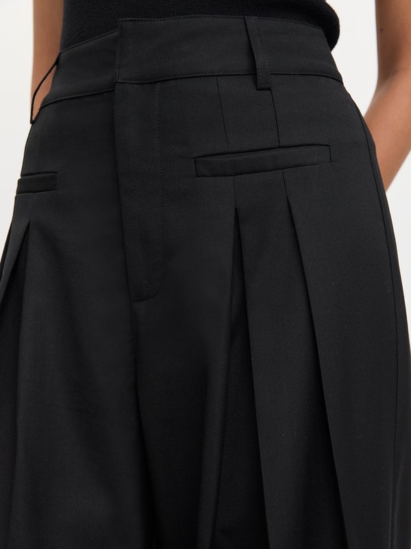 Pomelo Pomelo Pleated Wide-Leg Trousers - Black