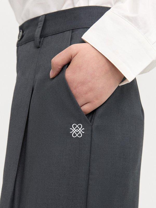 Pomelo Pomelo Pleated Wide Leg Trousers - Dark Grey