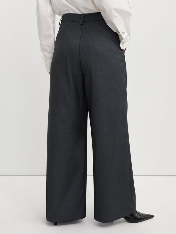 Pomelo Pomelo Pleated Wide Leg Trousers - Dark Grey