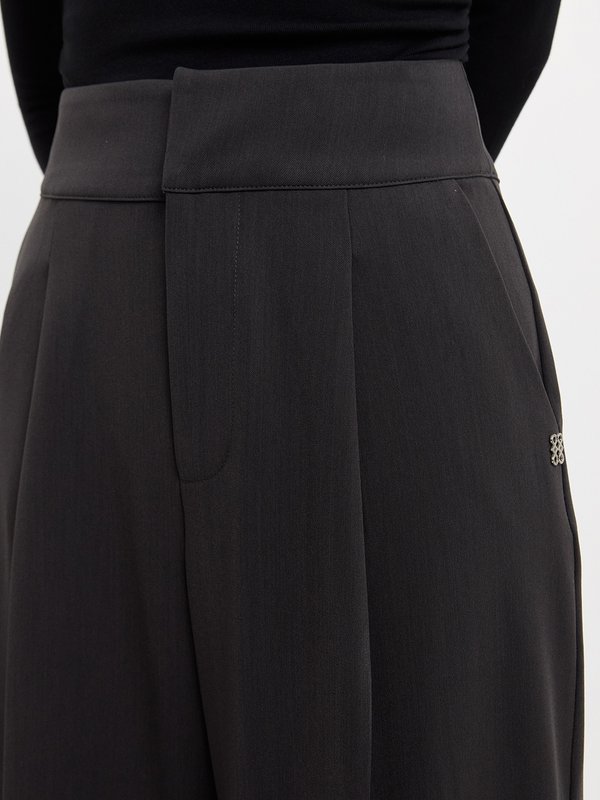 Pomelo Pomelo Pleated Wide Leg Trousers - Dark Grey