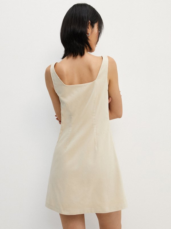 Pomelo Pomelo Pocket Detailed Mini Dress - Beige