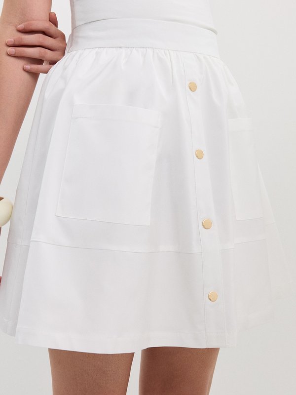 Pomelo Pomelo Pocket Elastic Waist Skirt - White