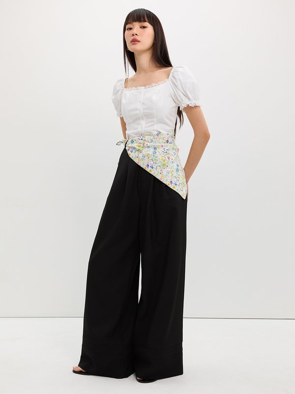 Pomelo Pomelo Pocket Lace Trim Pants - Black