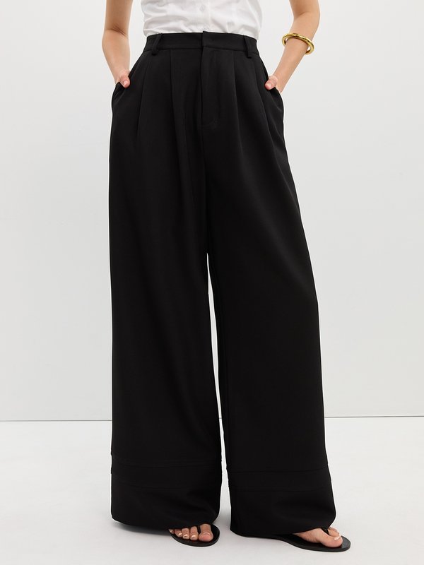 pomelo Pomelo Pocket Lace Trim Pants - Black