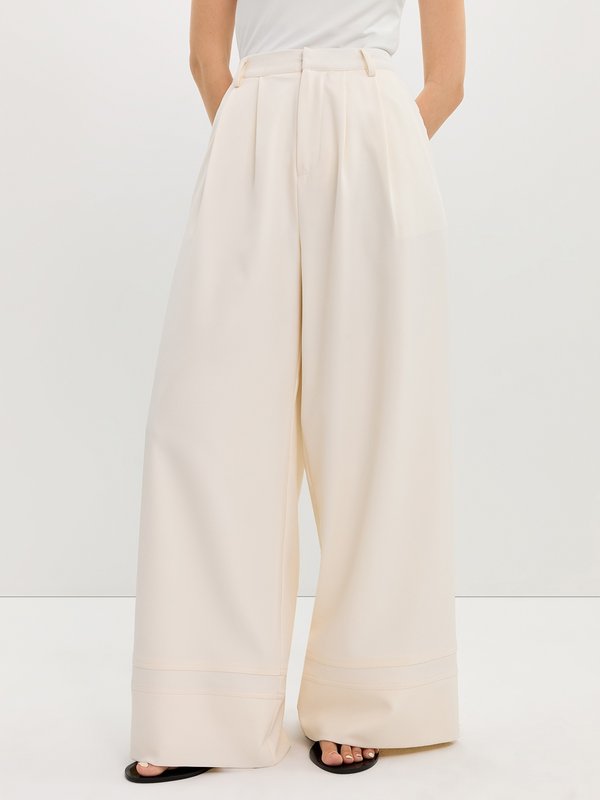 pomelo Pomelo Pocket Lace Trim Pants - Off-White