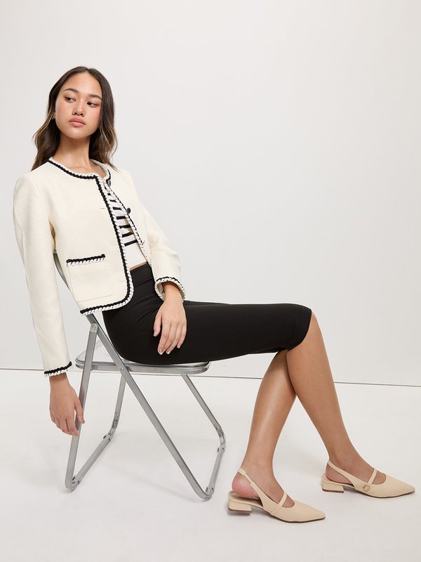 Pomelo Pomelo Pointed Toe Slingback Flats - Cream