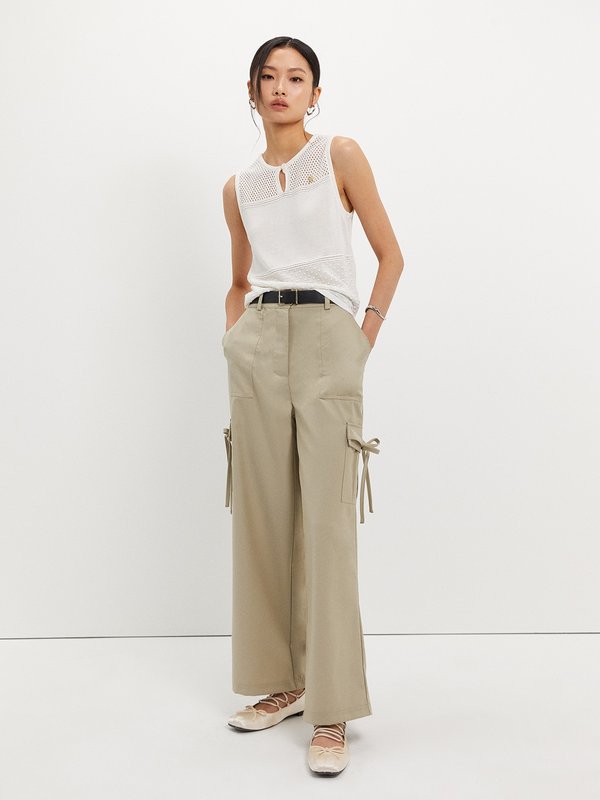 Pomelo Pomelo Pointelle Sleeveless Top - Off-White