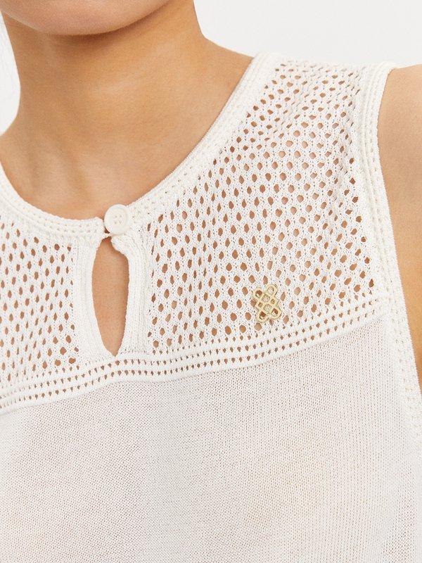 Pomelo Pomelo Pointelle Sleeveless Top - Off-White