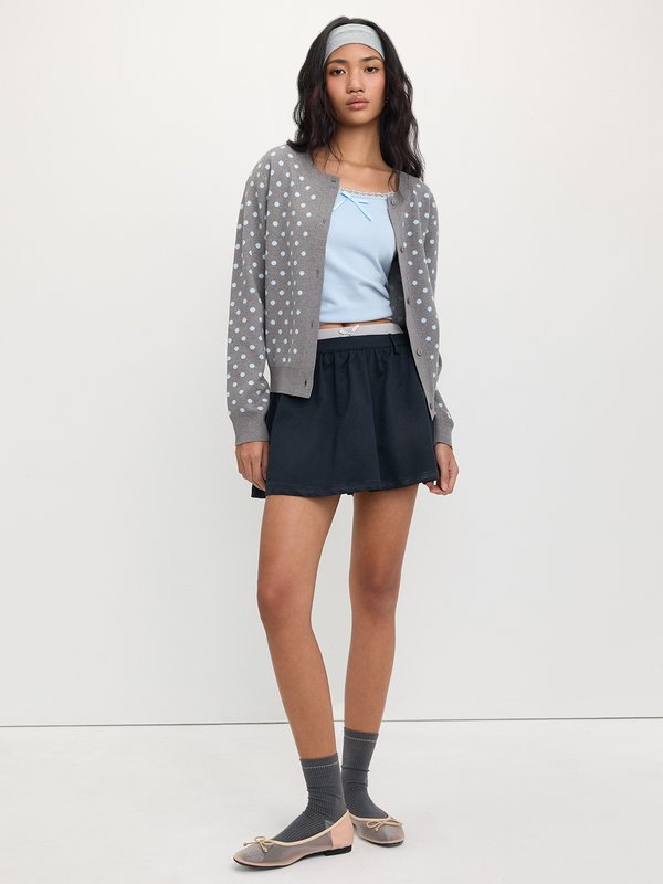 Pomelo Pomelo Polka Dot Cardigan - Mid Grey