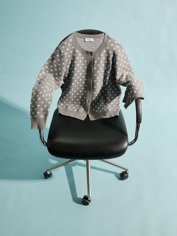 pomelo Pomelo Polka Dot Cardigan - Mid Grey