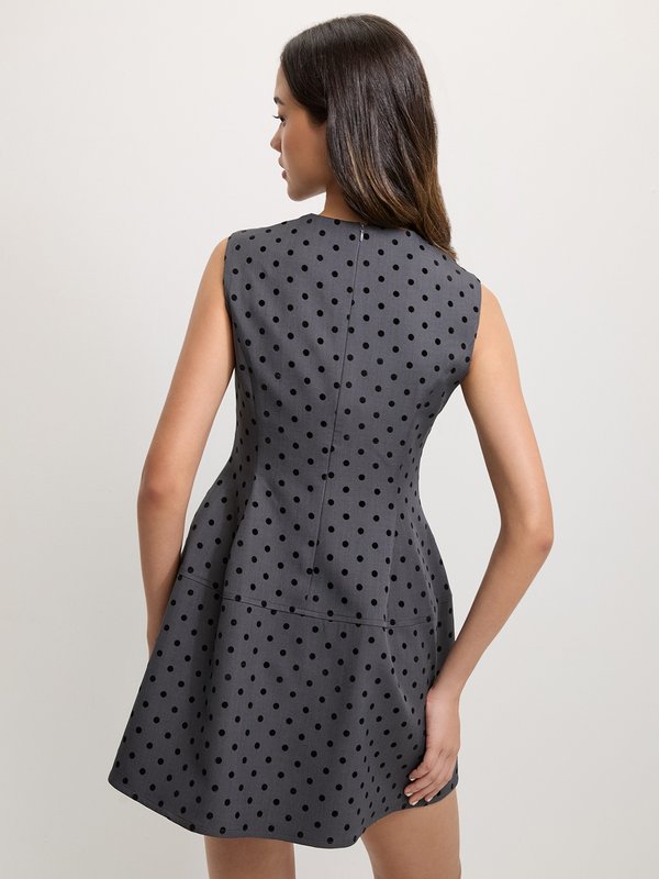 Pomelo Pomelo Polka Dot Dress - Dark Grey