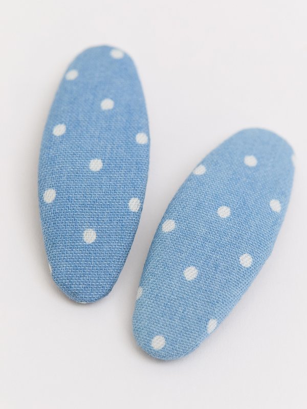 Pomelo Pomelo Polka Dot Hair Clip - Denim