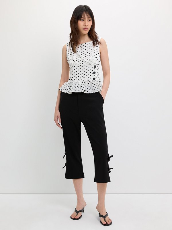 Pomelo Pomelo Polka Dot Peplum Top - White