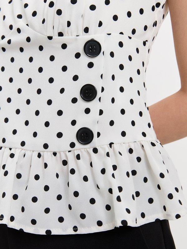 Pomelo Pomelo Polka Dot Peplum Top - White