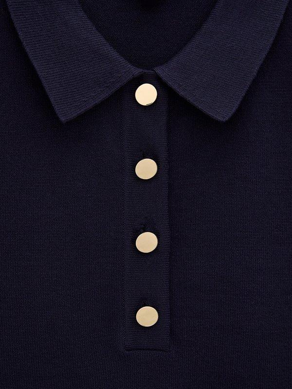 Pomelo Pomelo Polo Button-Up Top - Navy