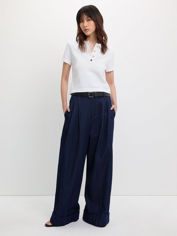 Pomelo Pomelo Polo Button-Up Top - White