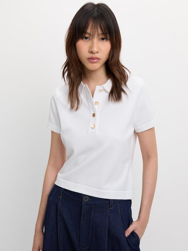 pomelo Pomelo Polo Button-Up Top - White
