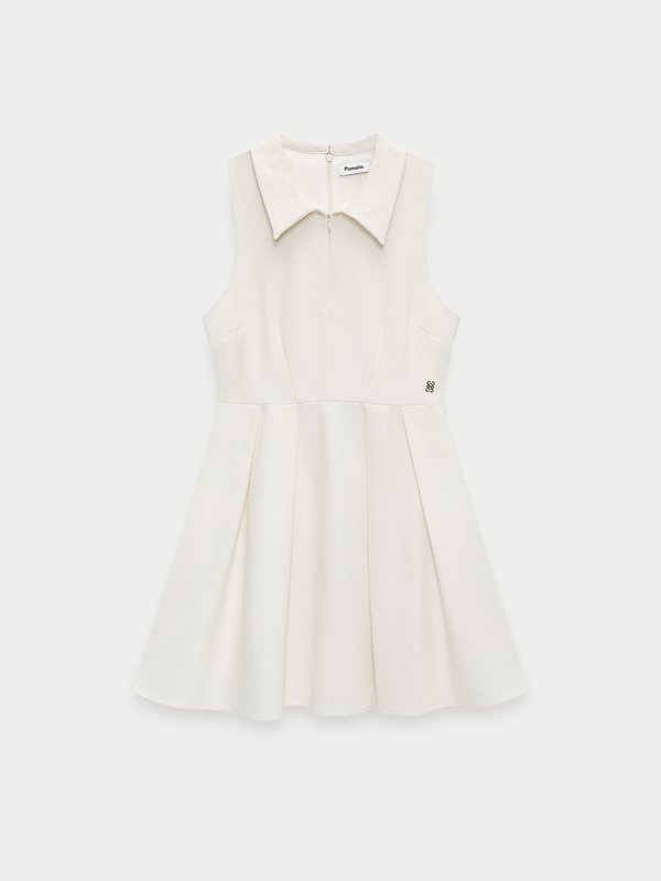 pomelo Pomelo Polo Collar Pleated Dress - Ivory