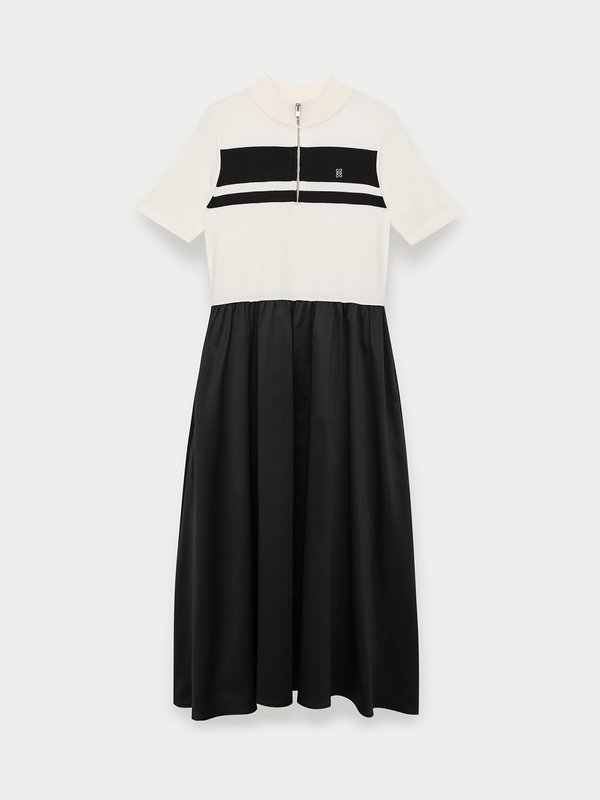 pomelo Pomelo Polo Dress - Black/White
