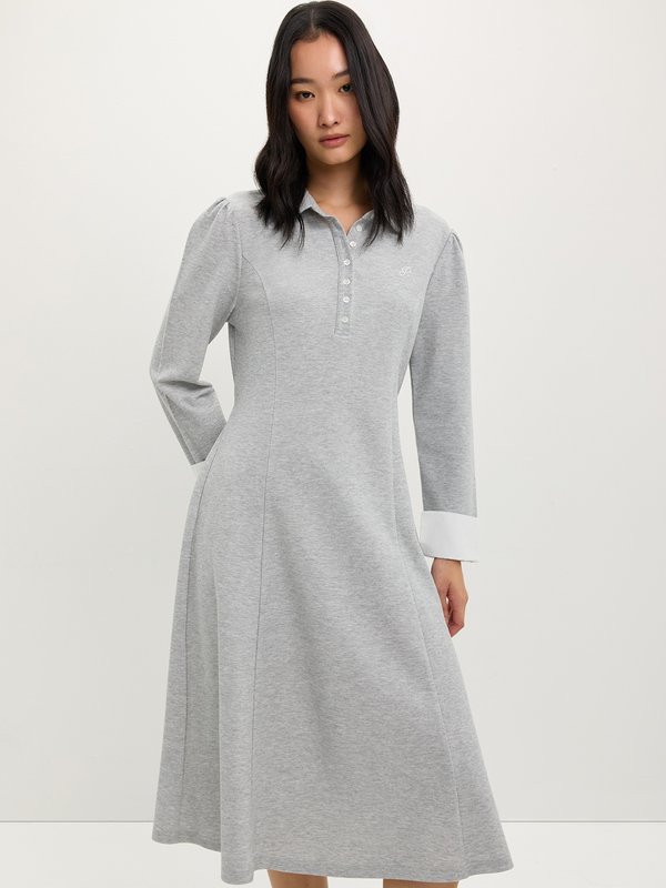 pomelo Pomelo Polo Dress - Light Grey
