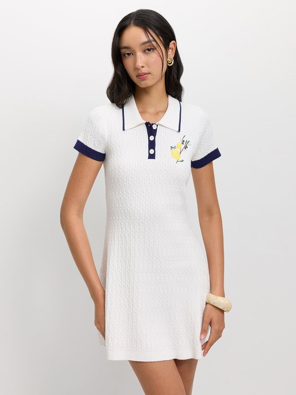 pomelo Pomelo Polo Knit Dress - Ivory
