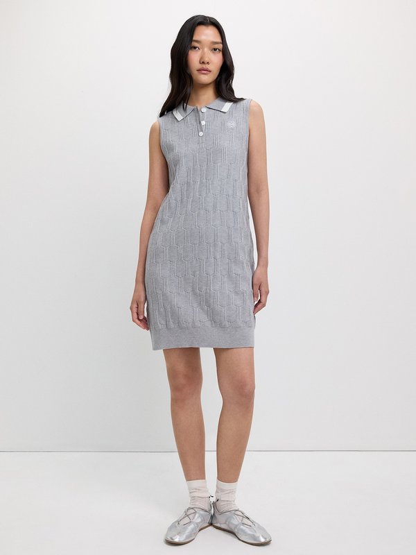 Pomelo Pomelo Polo Knit Dress - Light Grey
