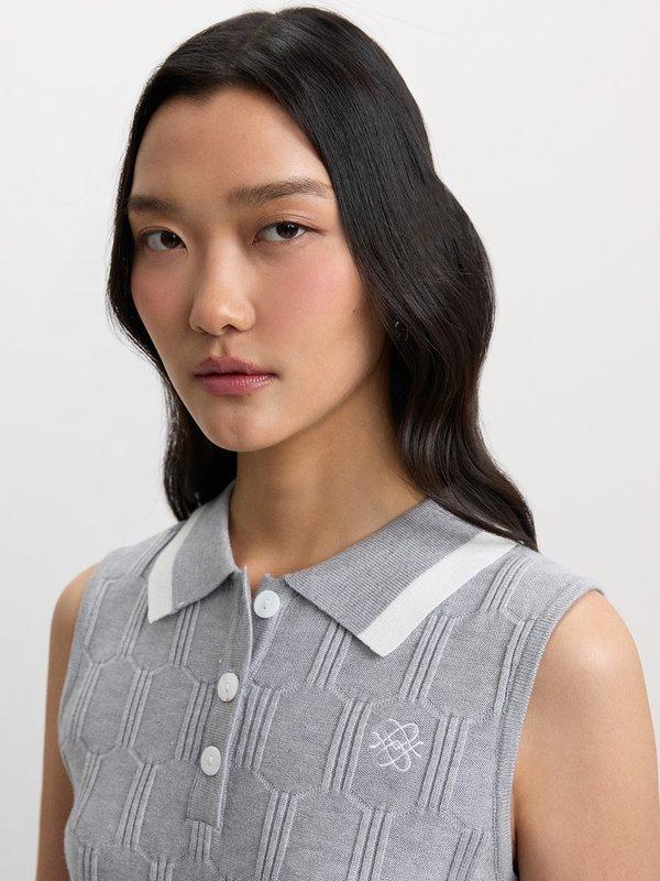 Pomelo Pomelo Polo Knit Dress - Light Grey