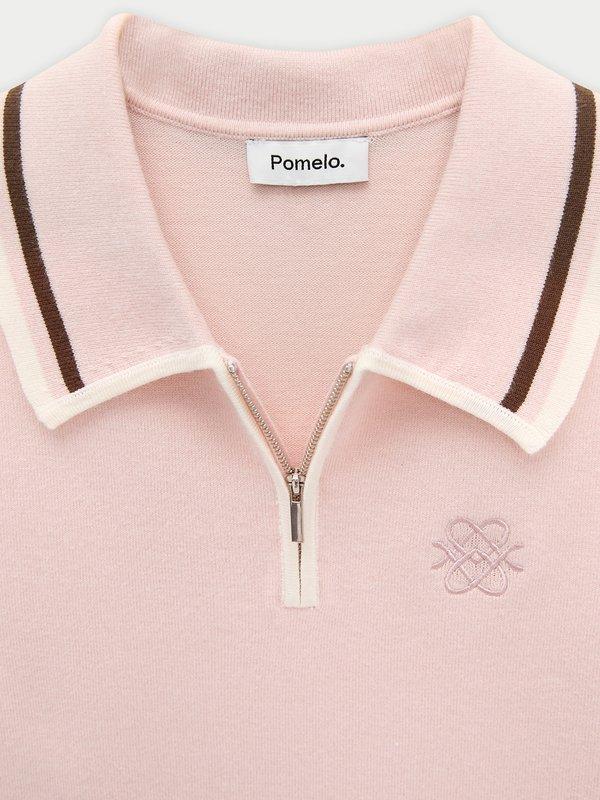 Pomelo Pomelo Polo Knit Top - Light Pink