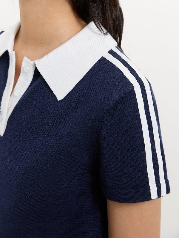 Pomelo Pomelo Polo Knit Top - Navy