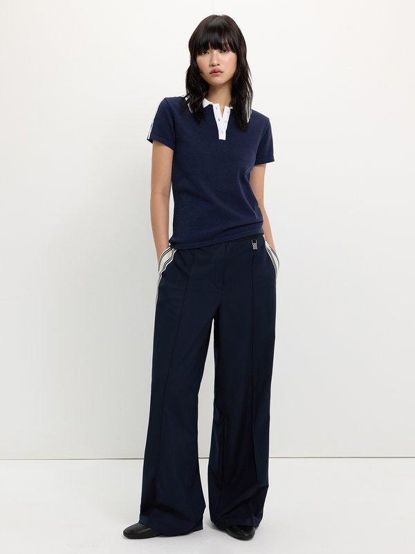 Pomelo Pomelo Polo Knit Top - Navy