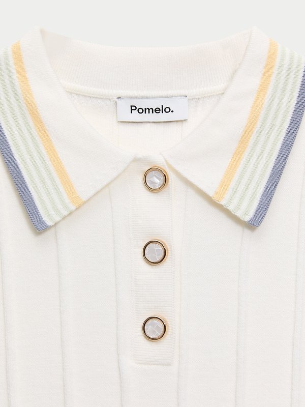 Pomelo Pomelo Polo Peplum Top - White