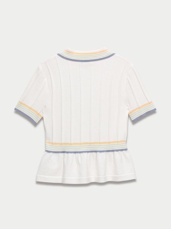 Pomelo Pomelo Polo Peplum Top - White