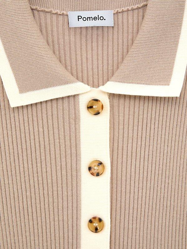 Pomelo Pomelo Polo Pleated Dress - Taupe