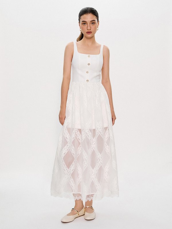 Pomelo Pomelo Pomelo. X Janesuda Lace Dress - White