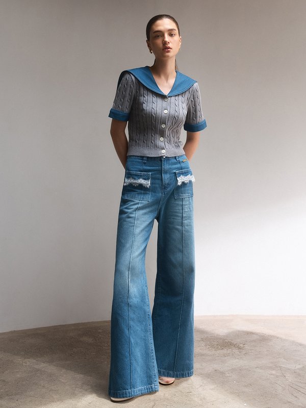 Pomelo Pomelo Pomelo. X Janesuda Lace Jeans - Blue