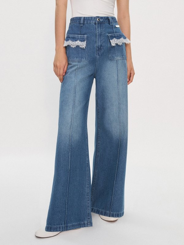 pomelo Pomelo Pomelo. x Janesuda Lace Jeans - Blue