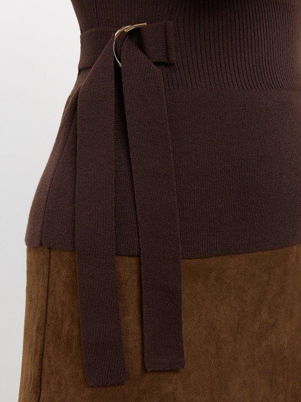 Pomelo Pomelo Puffed Sleeve Knit Top - Brown