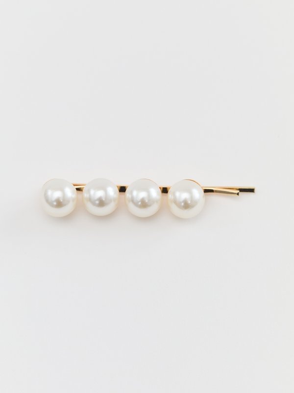 pomelo Pomelo Quadra Pearl Hair Clip - Gold