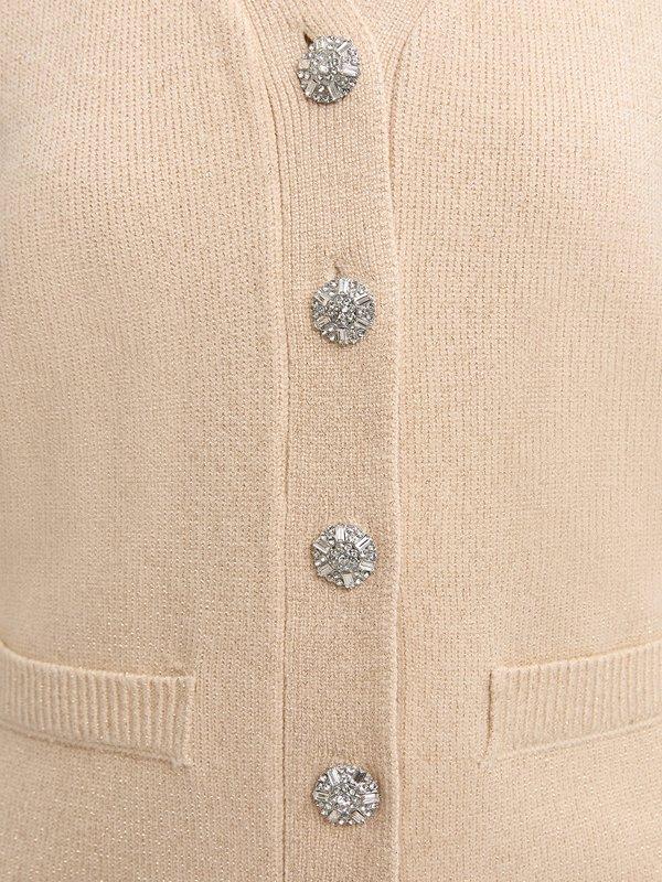 Pomelo Pomelo Rhinestone Button-Up Vest - Cream