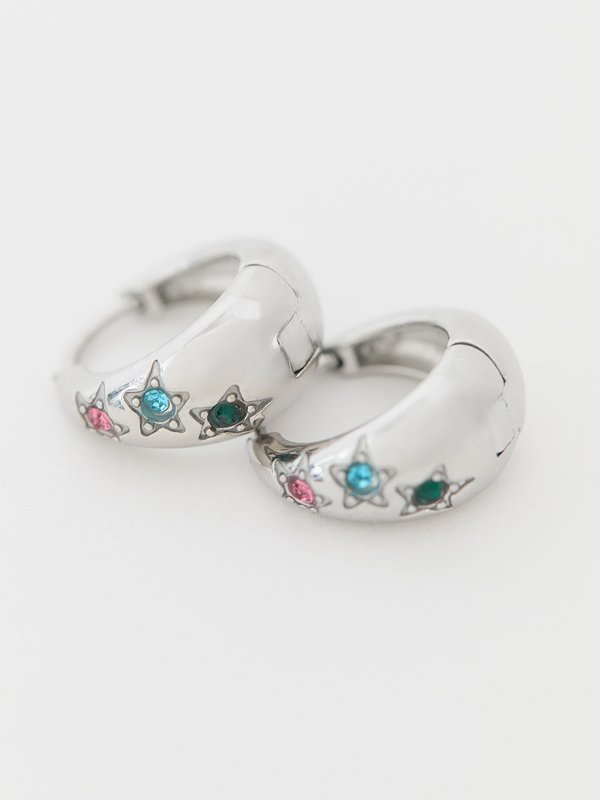 Pomelo Pomelo Rhinestone Hoop Earrings - Metallic