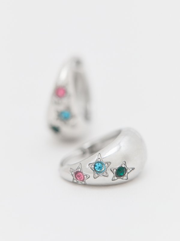 Pomelo Pomelo Rhinestone Hoop Earrings - Metallic