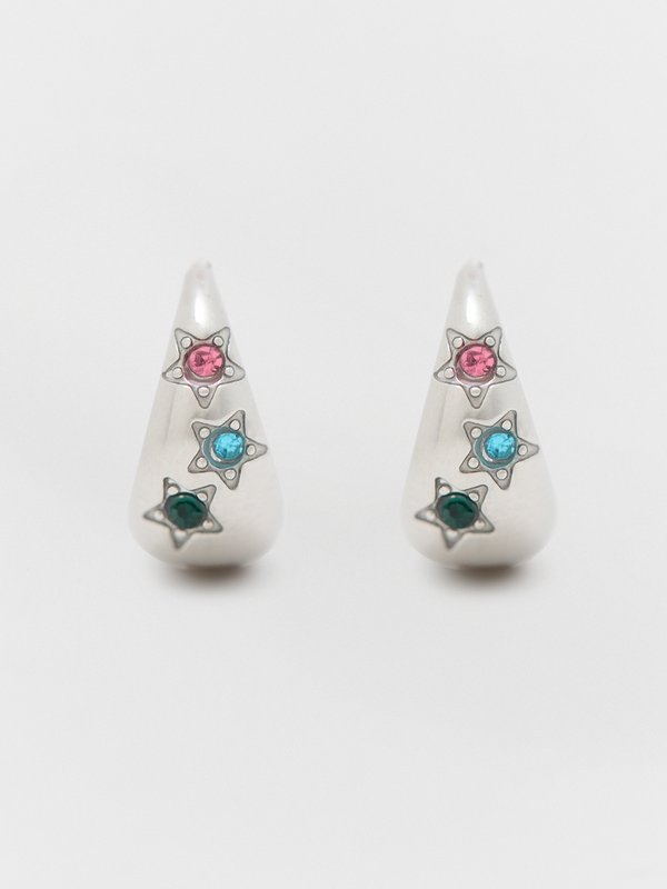 pomelo Pomelo Rhinestone Hoop Earrings - Metallic