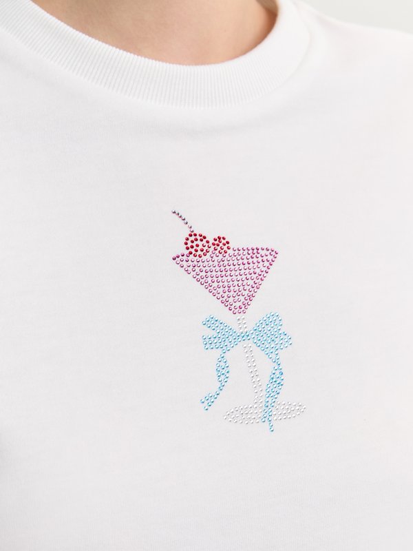 Pomelo Pomelo Rhinestone Tee - White